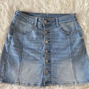 American Eagle Outfitters Light Blue Button-Front Skirt